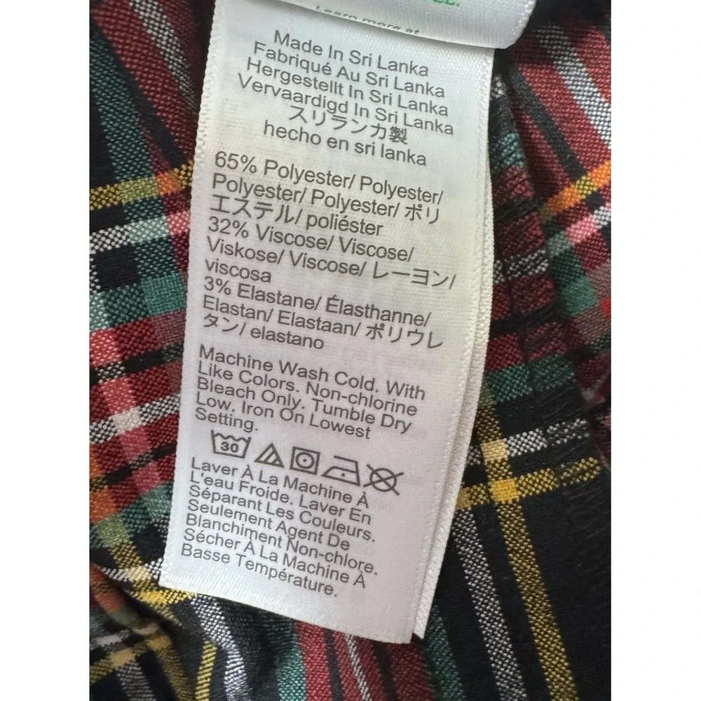 J Crew Ruby‎ Full Length Pant Holiday Red Tartan Plaid 2 Petite - Picture 5 of 8